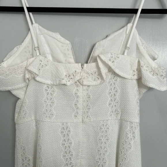 Eyelet Boho Adjustable White Lace Romantic Mini Sundress Coastal Cowgirl Size S - Picture 12 of 14